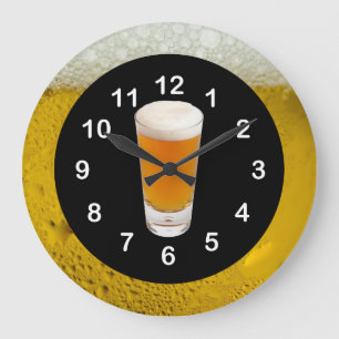 Horloge murale noir or l'heure est Beer O'Clock