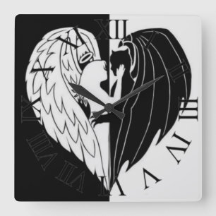 Horloge murale noire blanche carré