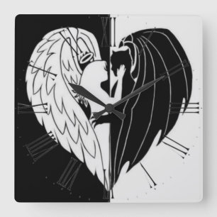 Horloge murale noire blanche carré