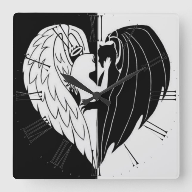 Horloge murale noire blanche carré (Recto)