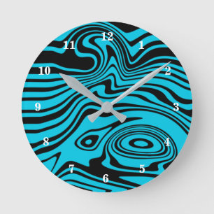 Horloge murale noire et bleue