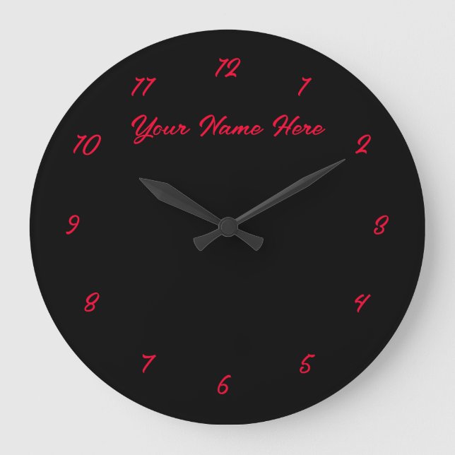 Horloge murale noire et rouge Texte et couleurs pe (Recto)