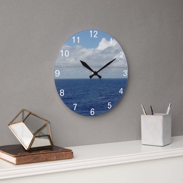 Horloge murale numérotée Océan Bleu et Nuages ​​Do (Bureau)