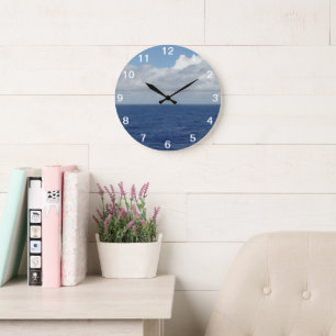 Horloge murale numérotée Océan Bleu et Nuages ​​Do