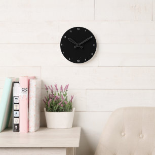 Horloge murale obsidienne noire ronde classique