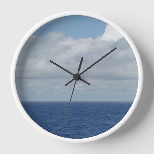Horloge murale Océan Bleu et Nuages ​​Doux (Recto)
