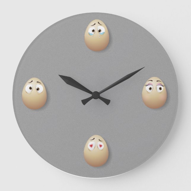 Horloge murale OEufs de cuisine déco gris noir Cad (Recto)