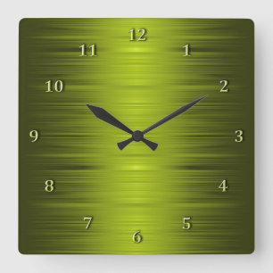 Horloge murale olive ombragée de carré de vert d