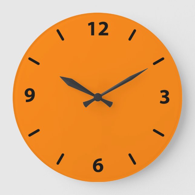 Horloge murale orange avec chiffres noirs (Recto)