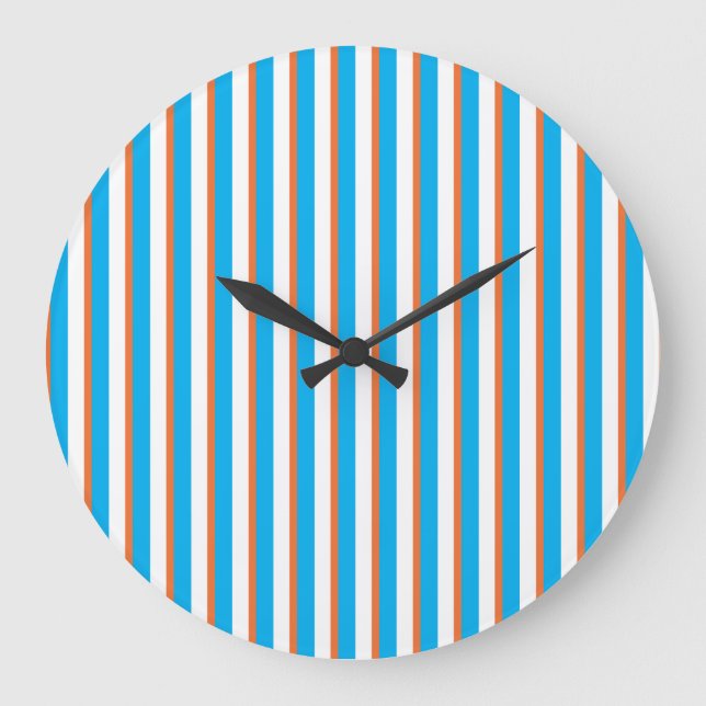 Horloge murale : Orange, Bleu Turquoise, Blancs (Recto)