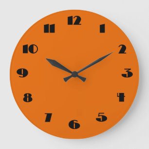 Horloge murale orange et noire moderne
