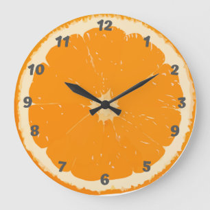 Horloge murale orange pour cuisine