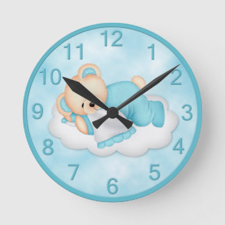 Horloge murale ours bleu endormi