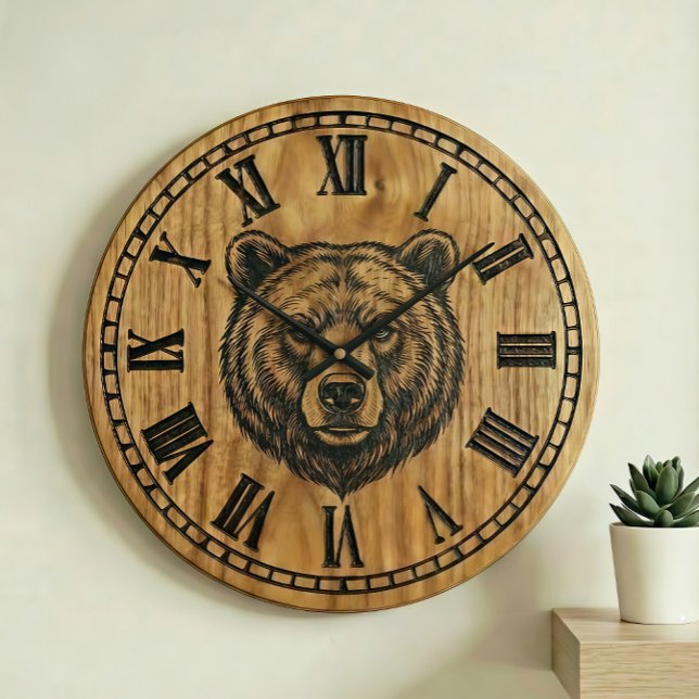 Horloge murale ours - Design de style en bois (Créateur téléchargé)