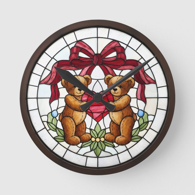 Horloge murale ours en faux vitrail (Recto)