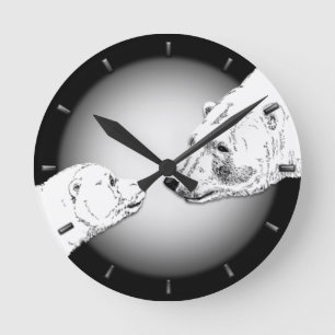 Horloge murale ours polaire mère et ourson Art