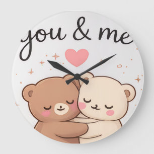 Horloge murale Ourson mignon couple Toi & Moi