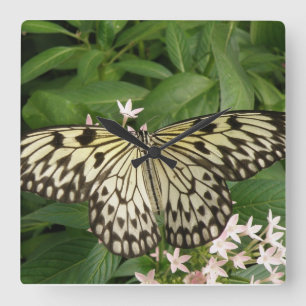 Horloge murale papillon cerf-volant en papier