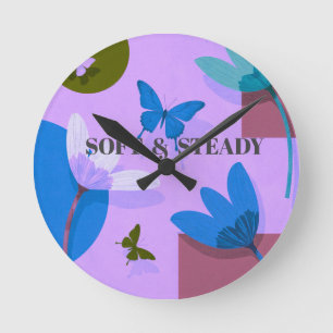 Horloge murale papillon floral Soft & Steady