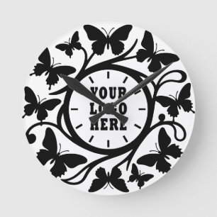 Horloge murale papillon noir forêt personnalisée (