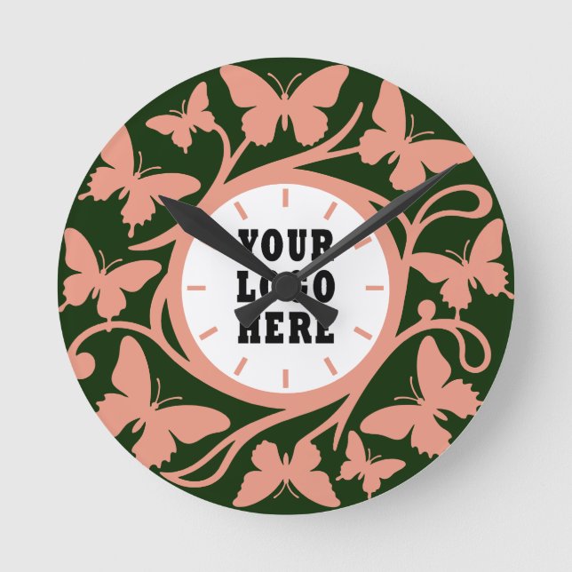 Horloge murale papillon personnalisée vert forêt ( (Recto)