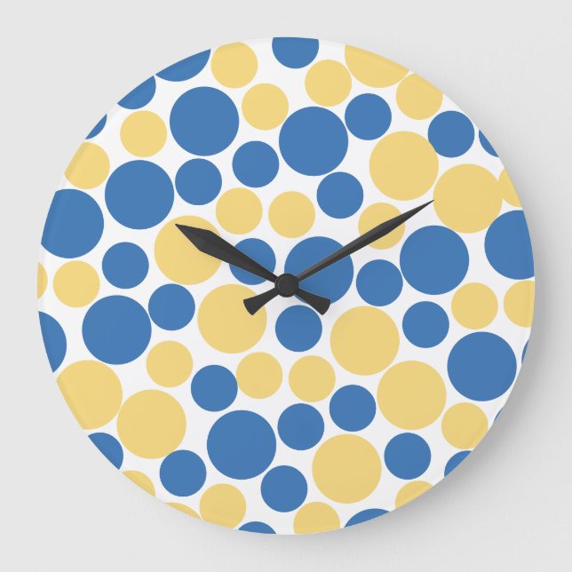 Horloge murale Pastel Bleu et jaune à pois (Recto)