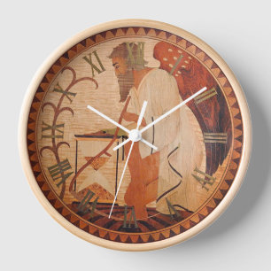 Horloge murale père avec cadre en bois naturel