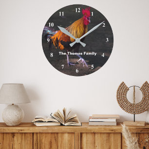 Horloge murale personnalisée à l'appui du coq