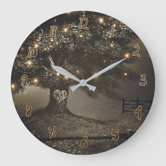 Horloge murale personnalisée avec arbre éclairé ru (Recto)