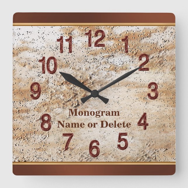 Horloge murale personnalisée avec nom et monogramm (Recto)
