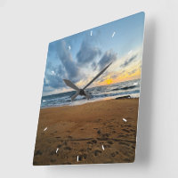 Horloge murale personnalisée coucher de soleil sur