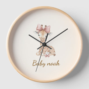 Horloge murale personnalisée de girafe mignonne -