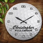Horloge murale personnalisée de la balle de golf<br><div class="desc">Boule de golf personnalisée et amusante sur cette horloge murale personnalisée</div>