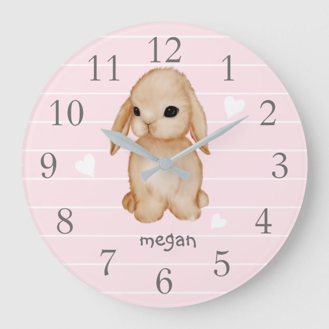 Horloge murale personnalisée de lapin rose (Recto)