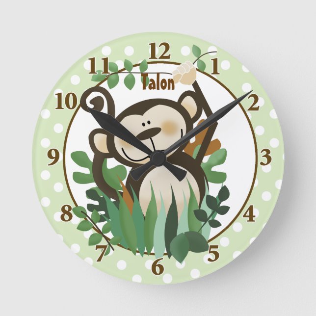 Horloge murale personnalisée de Singe mignon (Recto)