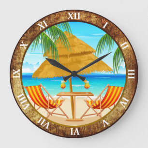 Horloge murale personnalisée de vacances tropicale