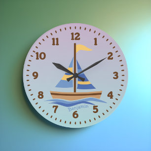 Horloge murale personnalisée de voilier pour chamb