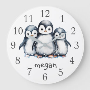 Horloge murale personnalisée des pingouins