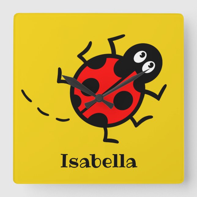 Horloge murale personnalisée du Carré Motif Ladybi (Recto)