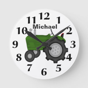 Horloge murale personnalisée du tracteur vert