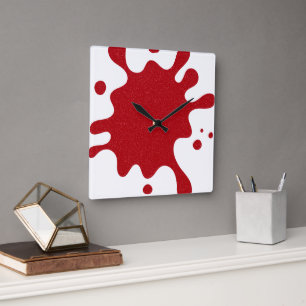 Horloge murale personnalisée éclaboussure rouge to
