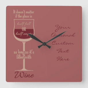 Horloge murale personnalisée en verre de vin rouge