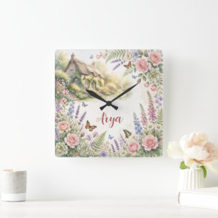 Horloge murale personnalisée Fantasy Fairy Garden