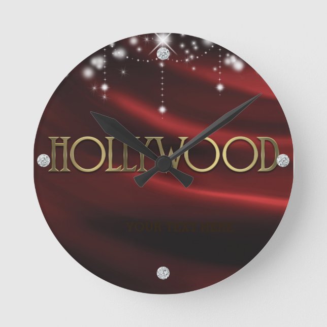 Horloge murale personnalisée Hollywood Glam rouge  (Recto)