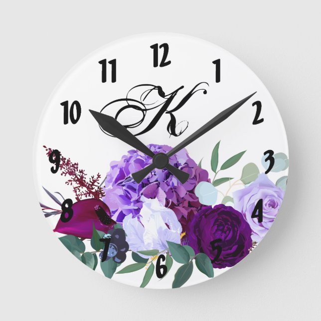 Horloge murale personnalisée Lavande Hibiscus sur  (Recto)