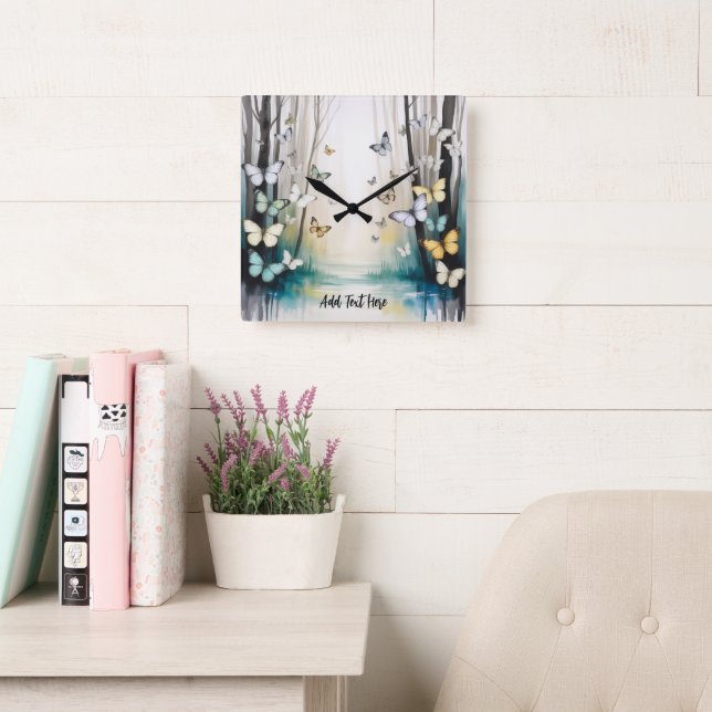 Horloge murale personnalisée Papillon subtil éléga (Salle de lecture)