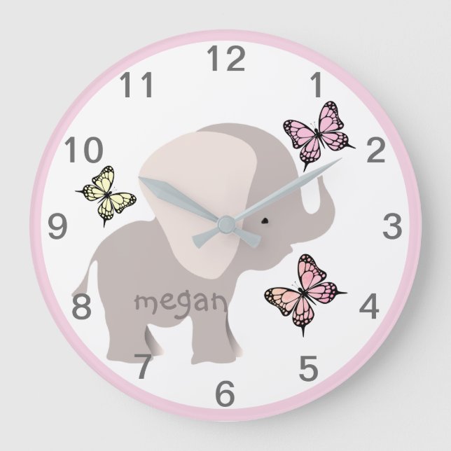 Horloge murale personnalisée pour bébé éléphant pa (Recto)