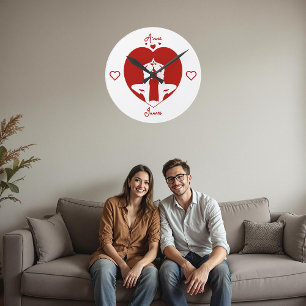 Horloge Murale Personnalisée pour Couple de Yoga R