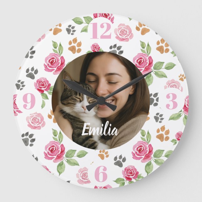 Horloge murale personnalisée pour maman chat avec  (Recto)