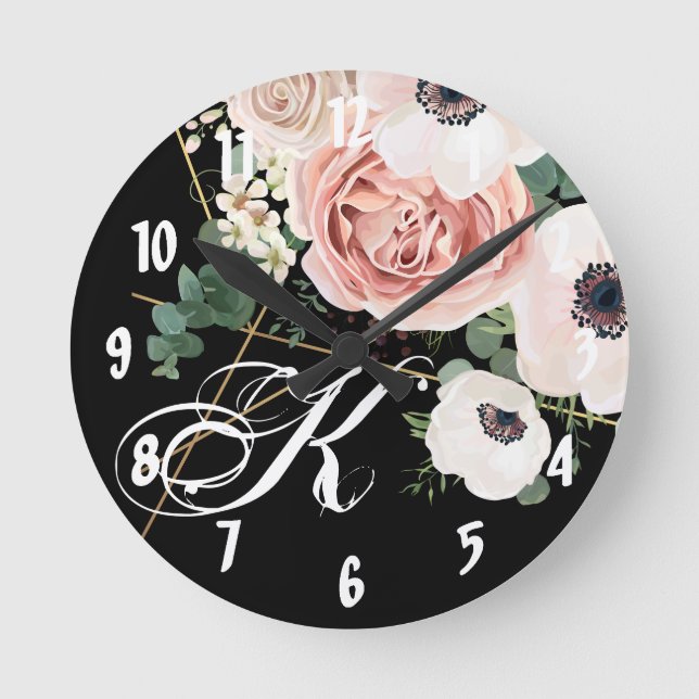 Horloge murale personnalisée Rose de jardin géomét (Recto)